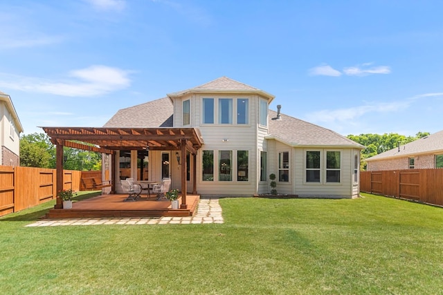 2348 Centennial Loop, Round Rock, TX 78665 - rear view of house with a pergola, roof with shingles, and a wooden deck