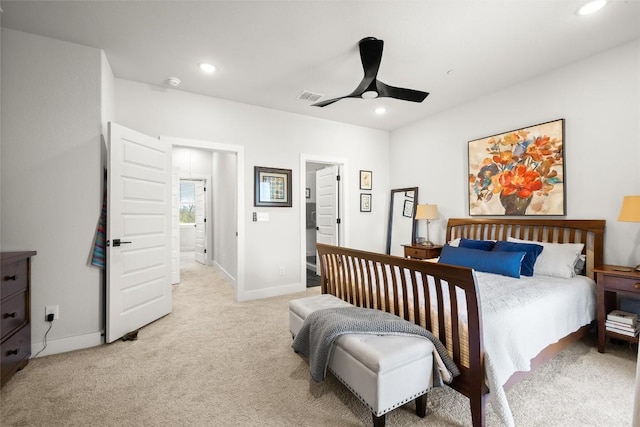200 W 56th St Unit 4102, Austin, TX 78751 - bedroom featuring light colored carpet, recessed lighting, and a ceiling fan