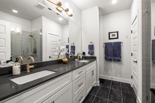 200 W 56th St Unit 4102, Austin, TX 78751 - full bath featuring double vanity, a stall shower, and recessed lighting