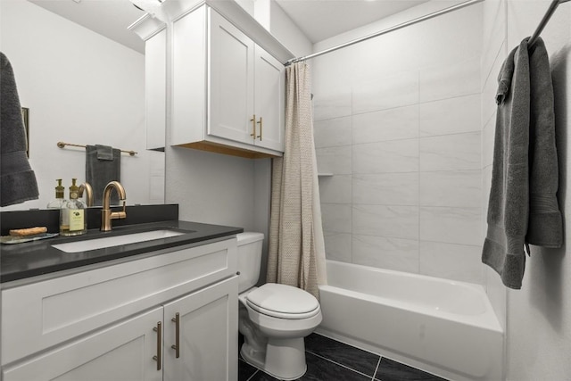 200 W 56th St Unit 4102, Austin, TX 78751 - bathroom featuring vanity, shower / tub combo with curtain, and tile patterned flooring
