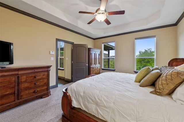 5612 Cherokee Draw Rd, Austin, TX 78738 - bedroom with a raised ceiling, carpet flooring, and ceiling fan