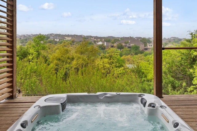 5612 Cherokee Draw Rd, Austin, TX 78738 - wooden deck featuring an outdoor hot tub