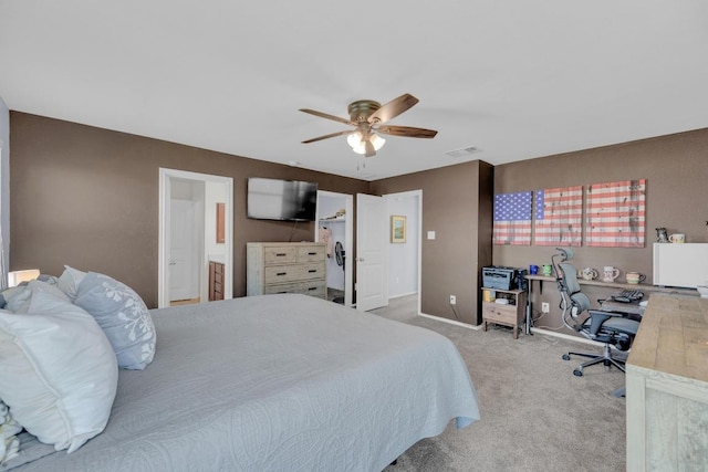 5812 Pescia St, Round Rock, TX 78665 - carpeted bedroom featuring ceiling fan, a desk, and baseboards