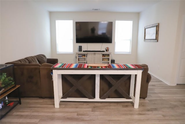 70 Snowy Plover Ln, Leander, TX 78641 - living area with light wood finished floors, healthy amount of natural light, and baseboards
