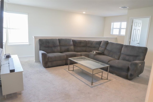 70 Snowy Plover Ln, Leander, TX 78641 - living room featuring carpet floors, recessed lighting, and baseboards