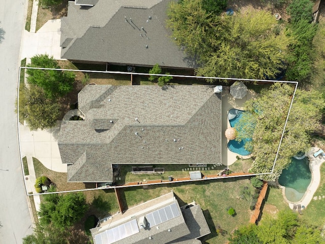 215 Choke Canyon Ln, Georgetown, TX 78628 - aerial view of property's location featuring a pool and property parcel outlined