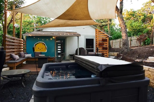 403 W Mary St, Austin, TX 78704 - view of patio with a hot tub and an outdoor hangout area