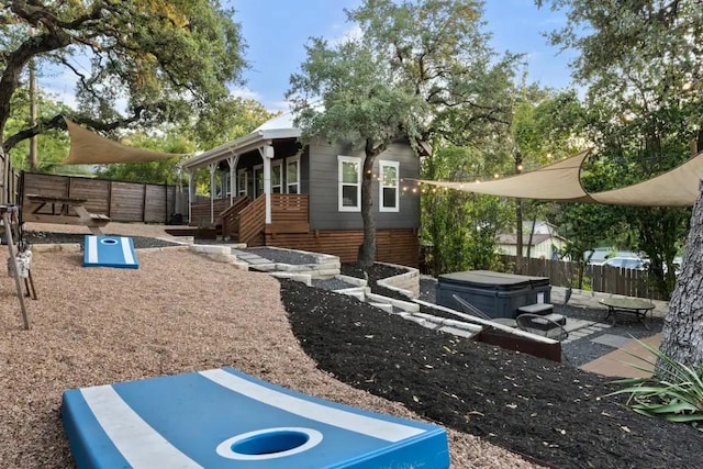 exterior space featuring a fenced backyard