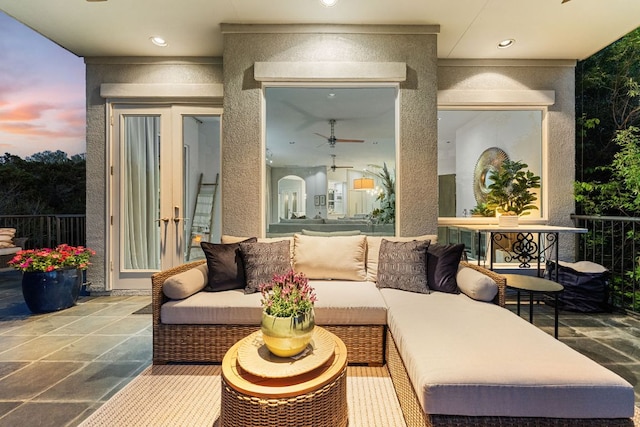 view of patio / terrace with french doors and an outdoor hangout area