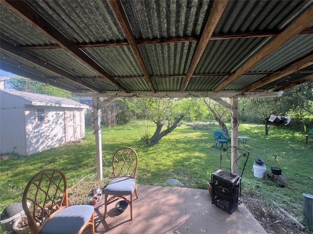 5202 Beechmoor Dr, Austin, TX 78723 - view of patio / terrace featuring an outbuilding and a storage unit