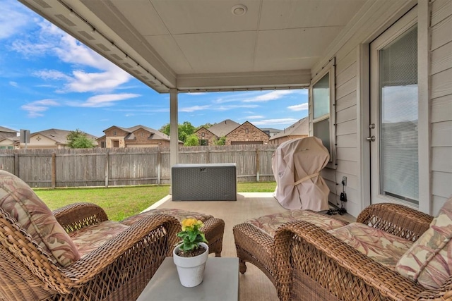100 Vickers St, Georgetown, TX 78628 - view of patio with outdoor lounge area and a fenced backyard