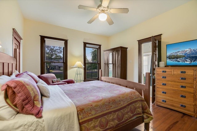 508 S Walnut St, Georgetown, TX 78626 - bedroom featuring wood finished floors and ceiling fan