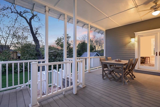 508 S Walnut St, Georgetown, TX 78626 - wooden terrace featuring outdoor dining space and ceiling fan