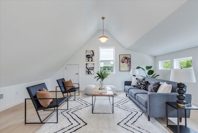 1713 E M Franklin Ave Unit 1, Austin, TX 78721 - living area with wood finished floors and vaulted ceiling
