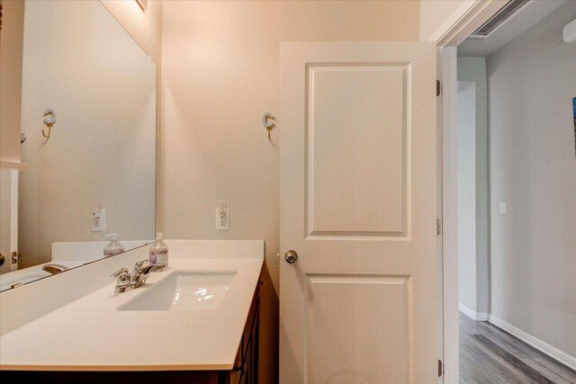 10312 Bankhead Dr, Austin, TX 78747 - bathroom with vanity and wood finished floors