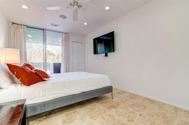 9707 Timber Ridge Pass, Austin, TX 78733 - bedroom featuring ceiling fan and recessed lighting