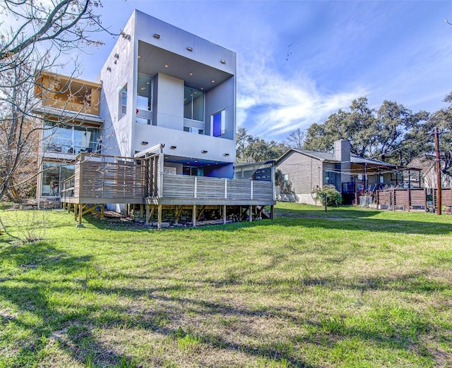 9707 Timber Ridge Pass, Austin, TX 78733 - rear view of house with a yard