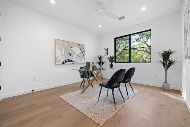 3412 Rosefinch Trl, Austin, TX 78746 - office space with a ceiling fan, light wood-type flooring, and recessed lighting