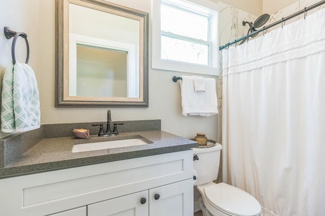 1132 W Clark St, Bartlett, TX 76511 - bathroom with vanity, toilet, and a shower with shower curtain