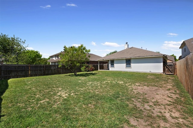 18513 Silent Water Way, Pflugerville, TX 78660 - back of house featuring a fenced backyard, a chimney, and stucco siding