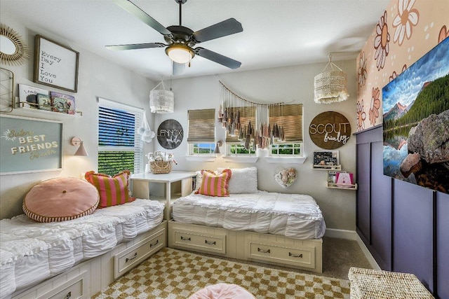 340 Fort Cobb Way, Georgetown, TX 78628 - carpeted bedroom featuring a ceiling fan