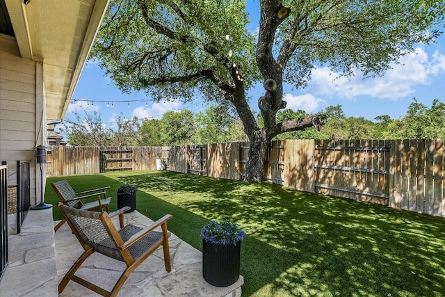 340 Fort Cobb Way, Georgetown, TX 78628 - fenced backyard featuring a patio area