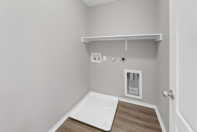 1114 Sussex Pl, Round Rock, TX 78665 - laundry room with washer hookup, gas dryer hookup, electric dryer hookup, and wood finished floors