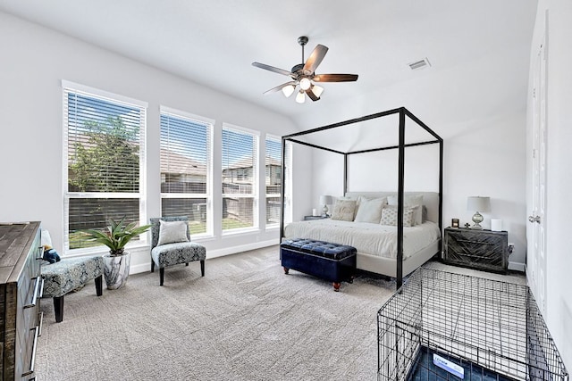 2831 Tanager Trce, Katy, TX 77493 - bedroom featuring carpet flooring, a ceiling fan, and lofted ceiling
