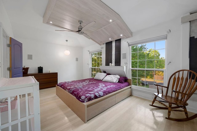 bedroom with recessed lighting and light wood-type flooring
