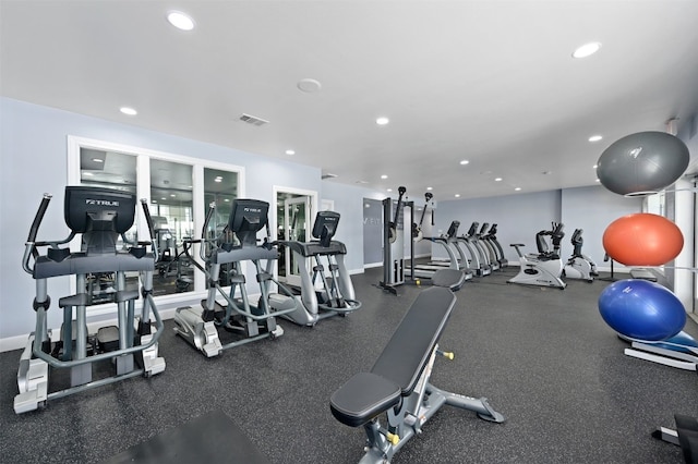 103 Aria Rdg Unit 902, Austin, TX 78738 - exercise room featuring recessed lighting
