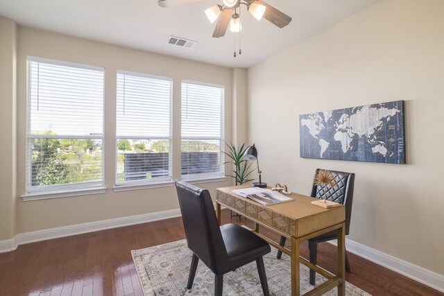 103 Aria Rdg Unit 902, Austin, TX 78738 - office space featuring ceiling fan and dark wood finished floors