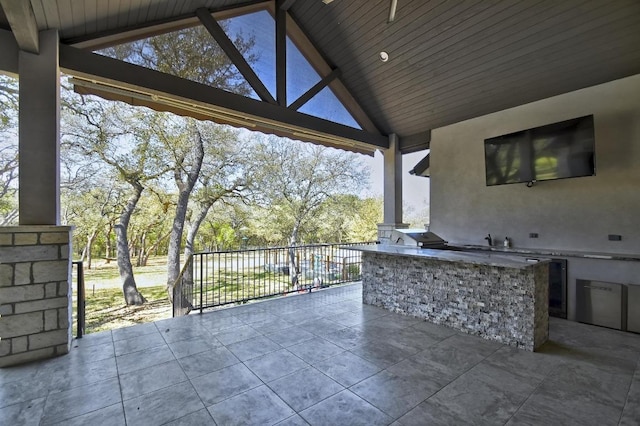 1609 Havenwood Blvd, New Braunfels, TX 78132 - view of patio with area for grilling, wine cooler, and view of scattered trees