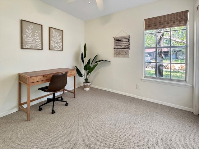 5306 Wellington Dr, Austin, TX 78723 - office space with ceiling fan, carpet floors, and baseboards