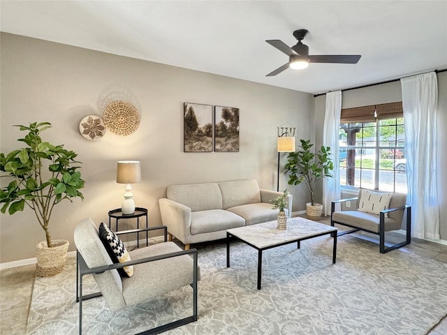 5306 Wellington Dr, Austin, TX 78723 - living room featuring baseboards and ceiling fan