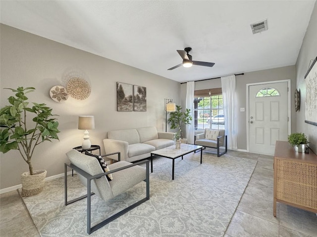 5306 Wellington Dr, Austin, TX 78723 - living area featuring ceiling fan and baseboards