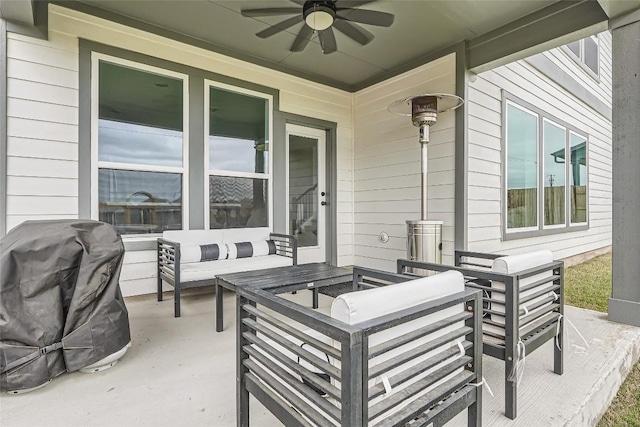 650 Texas Sage Loop, Buda, TX 78610 - view of patio / terrace featuring outdoor lounge area and ceiling fan