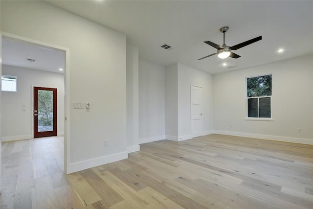 5001 Shoal Creek Blvd, Austin, TX 78756 - empty room featuring light wood-type flooring, ceiling fan, and recessed lighting