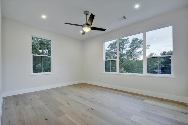 5001 Shoal Creek Blvd, Austin, TX 78756 - empty room with plenty of natural light, light wood-style flooring, a ceiling fan, and recessed lighting