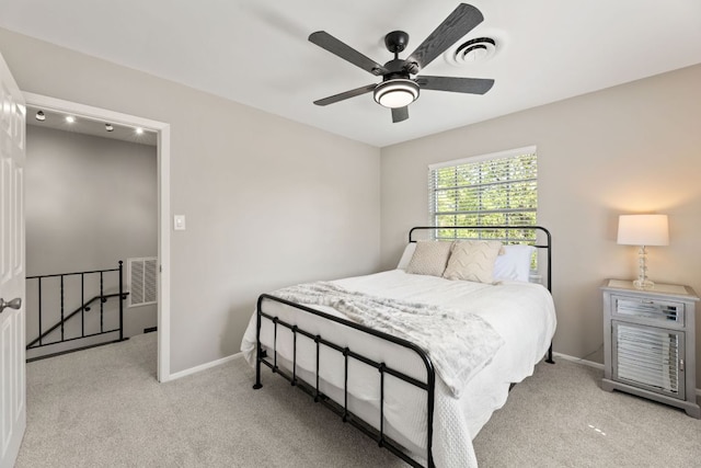 8014 Stillwood Ln, Austin, TX 78757 - bedroom featuring baseboards, visible vents, ceiling fan, and carpet flooring