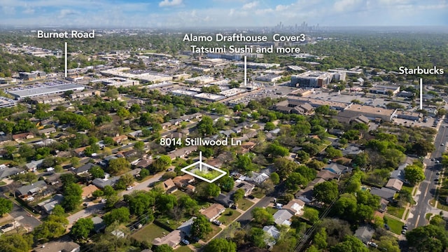 8014 Stillwood Ln, Austin, TX 78757 - birds eye view of property with a view of city