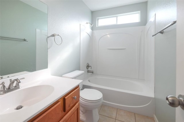 2025 Wayward Sun Dr, Austin, TX 78754 - full bath featuring bathing tub / shower combination, vanity, and tile patterned floors