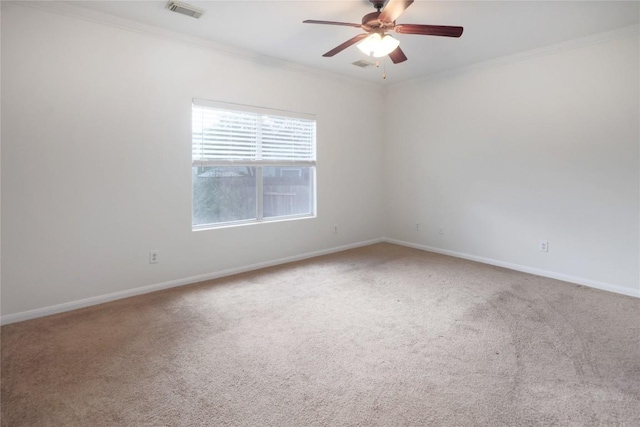 2025 Wayward Sun Dr, Austin, TX 78754 - carpeted spare room with ornamental molding and a ceiling fan
