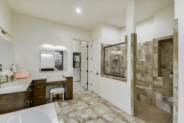 132 Archipelago Trl, Austin, TX 78717 - full bath featuring vanity, walk in shower, and recessed lighting