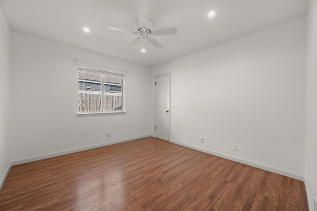 510 Sunny Brook Dr, Leander, TX 78641 - unfurnished room with wood finished floors, a ceiling fan, and recessed lighting