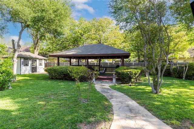 4010 Halfway Cv, Round Rock, TX 78681 - view of property's community featuring a gazebo, a fenced backyard, and a yard