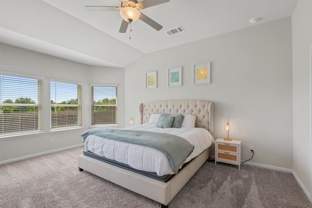 506 Windy Reed Rd, Hutto, TX 78634 - carpeted bedroom with vaulted ceiling and a ceiling fan