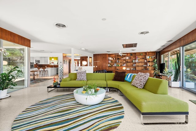 5322 Western Hills Dr, Austin, TX 78731 - living room with visible vents and speckled floor