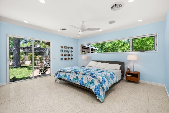5322 Western Hills Dr, Austin, TX 78731 - bedroom featuring baseboards, multiple windows, visible vents, and recessed lighting