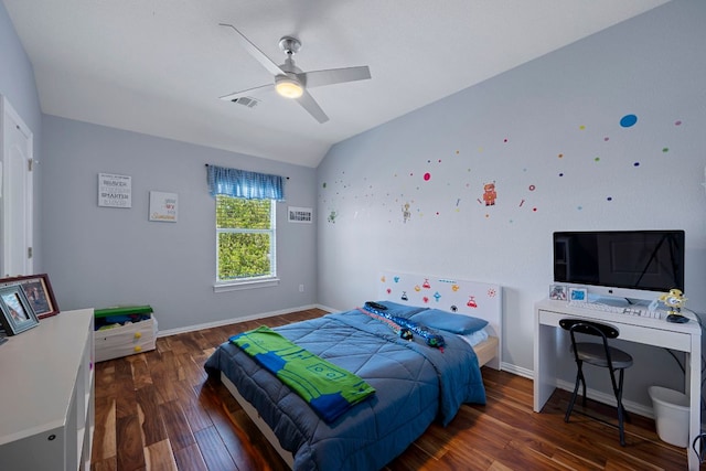 20300 Wayzata Ct, Pflugerville, TX 78660 - bedroom featuring wood finished floors, ceiling fan, and vaulted ceiling