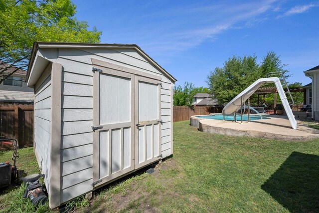 20300 Wayzata Ct, Pflugerville, TX 78660 - view of shed featuring a fenced backyard